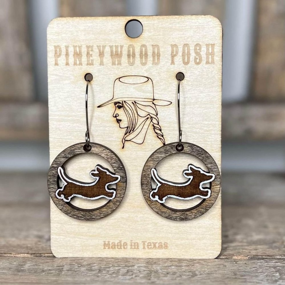 Dachshund Wood Earrings